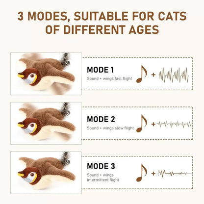 Touch-Activated Chirping Bird Cat Toy - side view