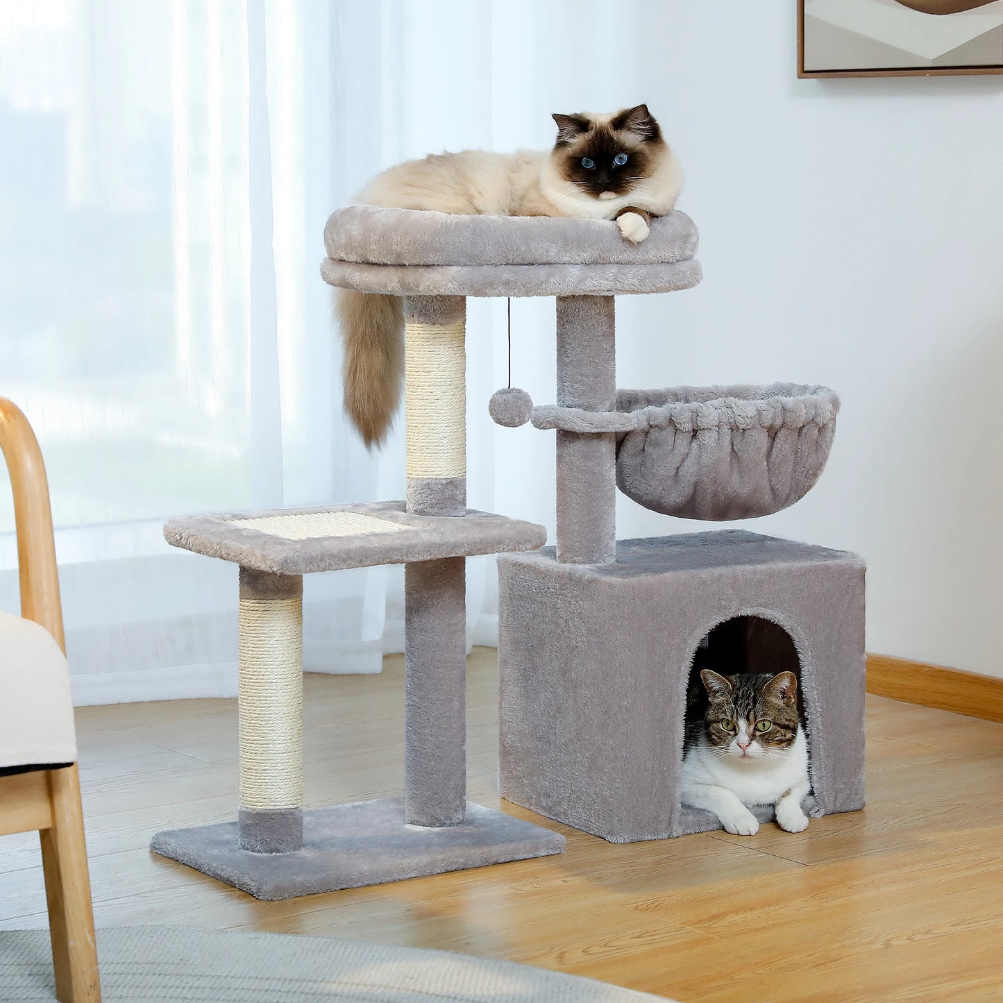 Cat Activity Tree with Hammock and Removable Perch - alternate angle