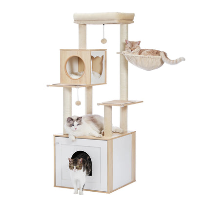 Multi-Level Wood Cat Tree with Hammock and Toys - view 33