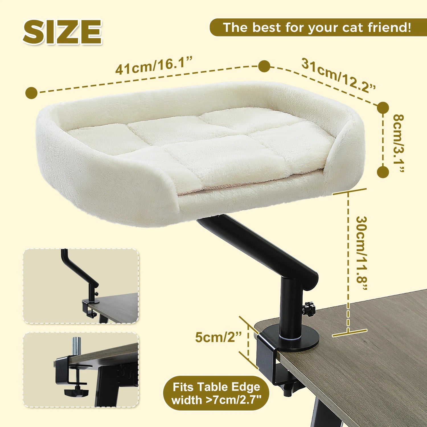 360 Degree Rotatable Cat Desk Bed with Adjustable Stand - AWW0203BG / M