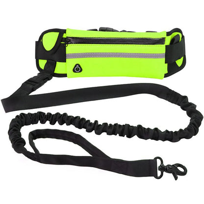 Hands Free Dog Leash with Waist Bag and Reflective Belt - 1PCS 2.2M Green B