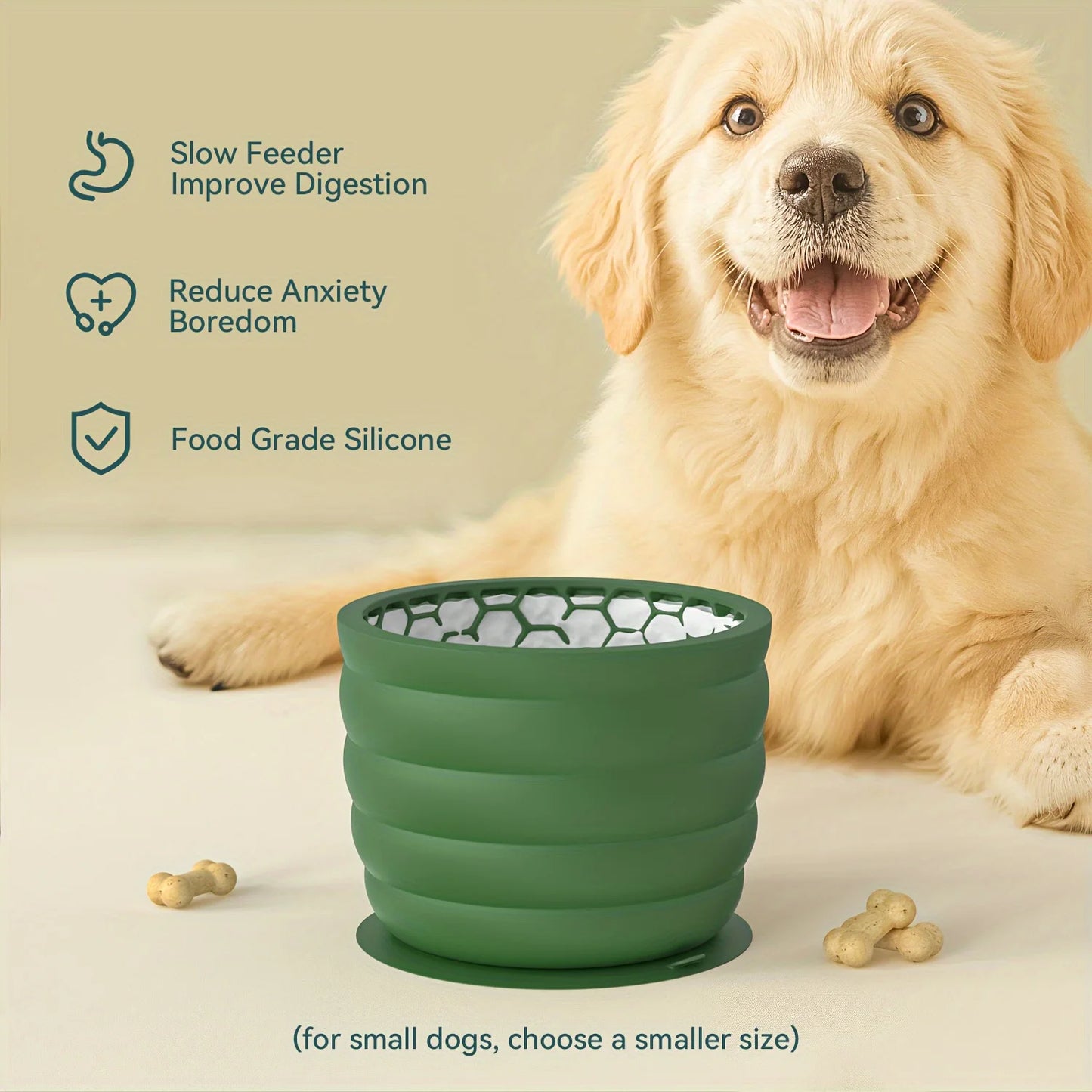 Silicone Slow Feeder Dog Bowl for Small and Medium Breeds - from above