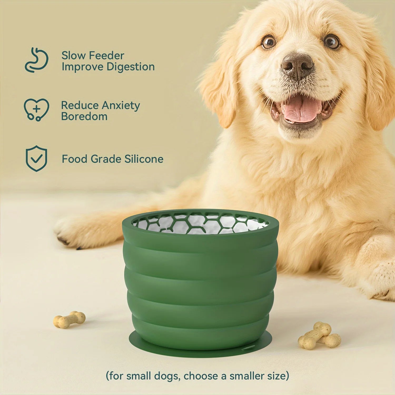 Silicone Slow Feeder Dog Bowl for Small and Medium Breeds - from above