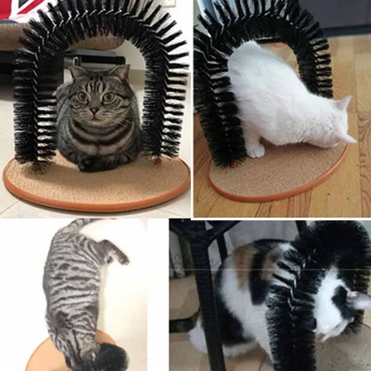 Cat Self-Grooming Arch with Massage Brush and Scratching Pad - detail