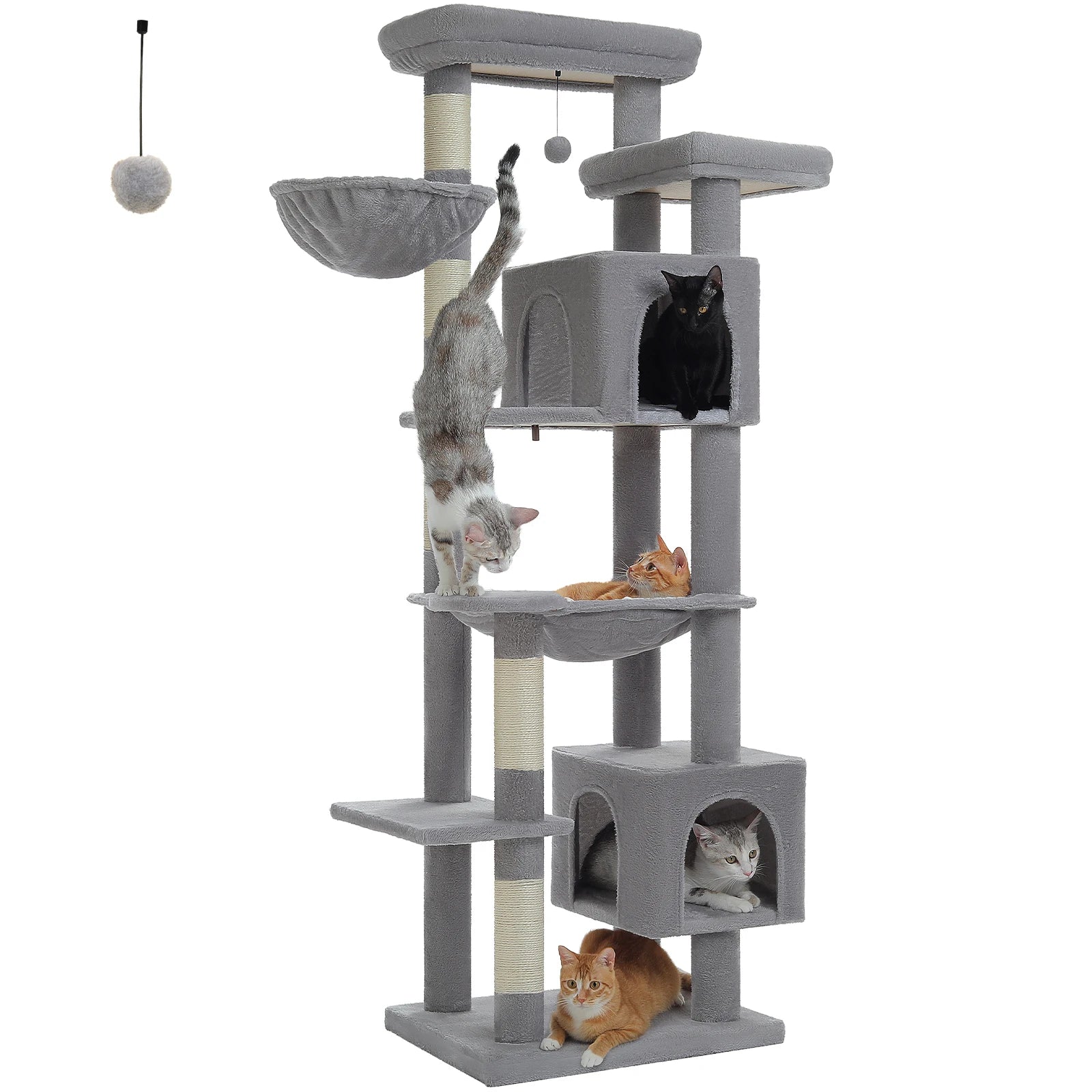 Large Multi-Level Plush Cat Tree with Condos - AMT0293GY