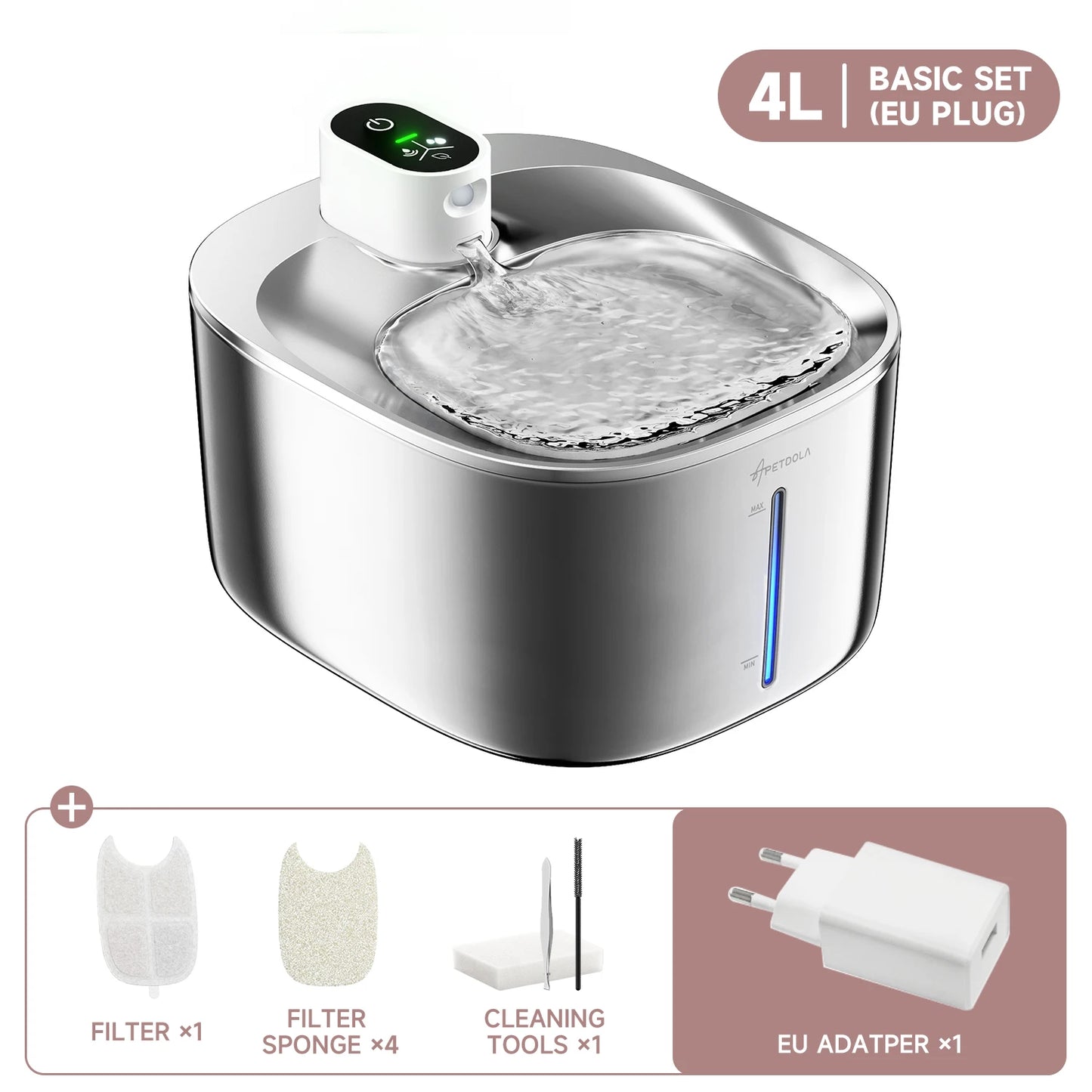 Wireless 4L Pet Water Fountain with Auto Sensor - EU Plug / 4L