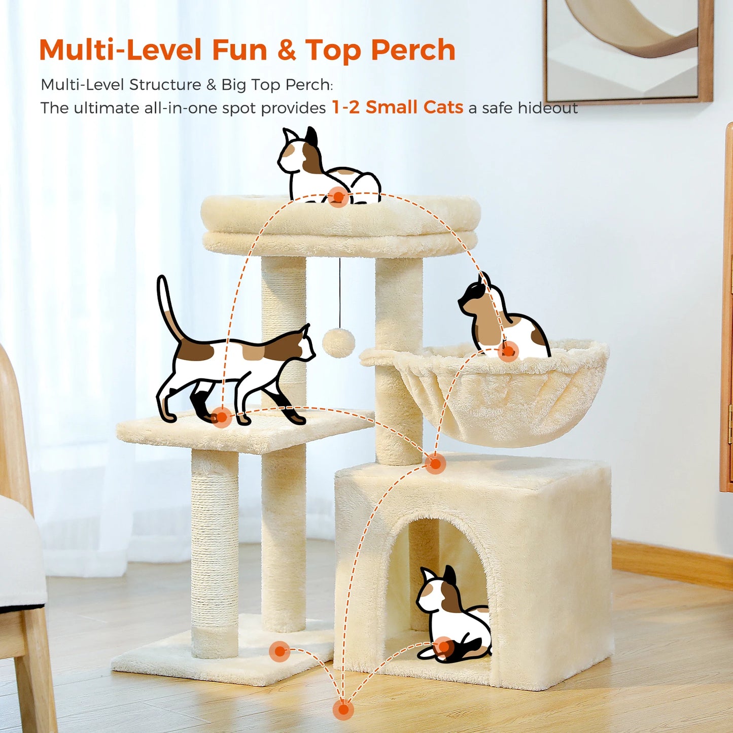 Cat Activity Tree with Hammock and Removable Perch - view 15