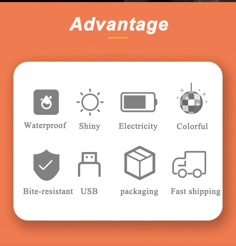 LED Waterproof Pet Collar Safety Light - feature view