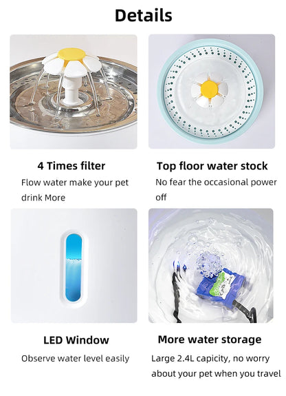 Automatic Stainless Steel Pet Water Fountain - from above