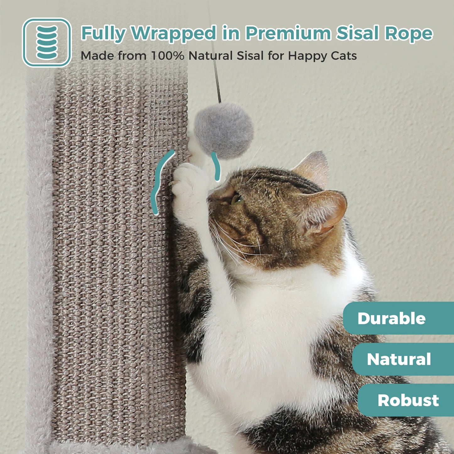 Large Sisal Cat Scratching Post with Dangling Ball - view 17
