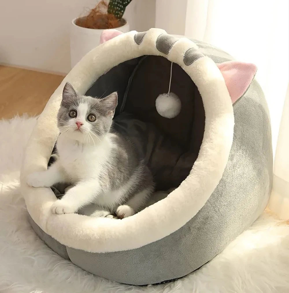 Foldable Cartoon Cat Cave Bed (Washable) - feature view