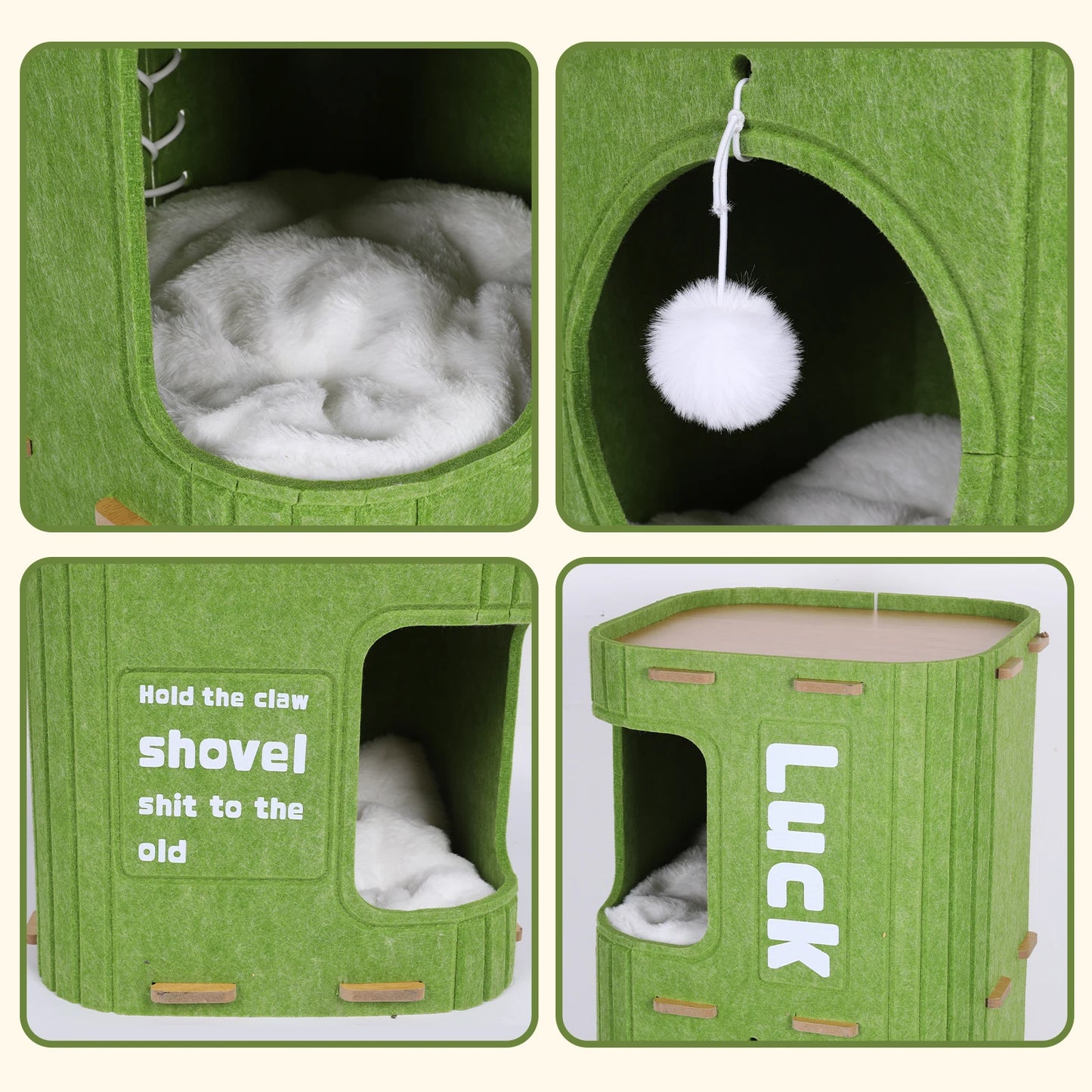 3-Tier Felt Cat Cave Bed for Multi-Cat Homes - view 17