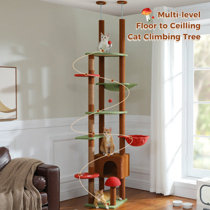 Height Adjustable Floor-to-Ceiling Cat Tree with Hammock - view 17