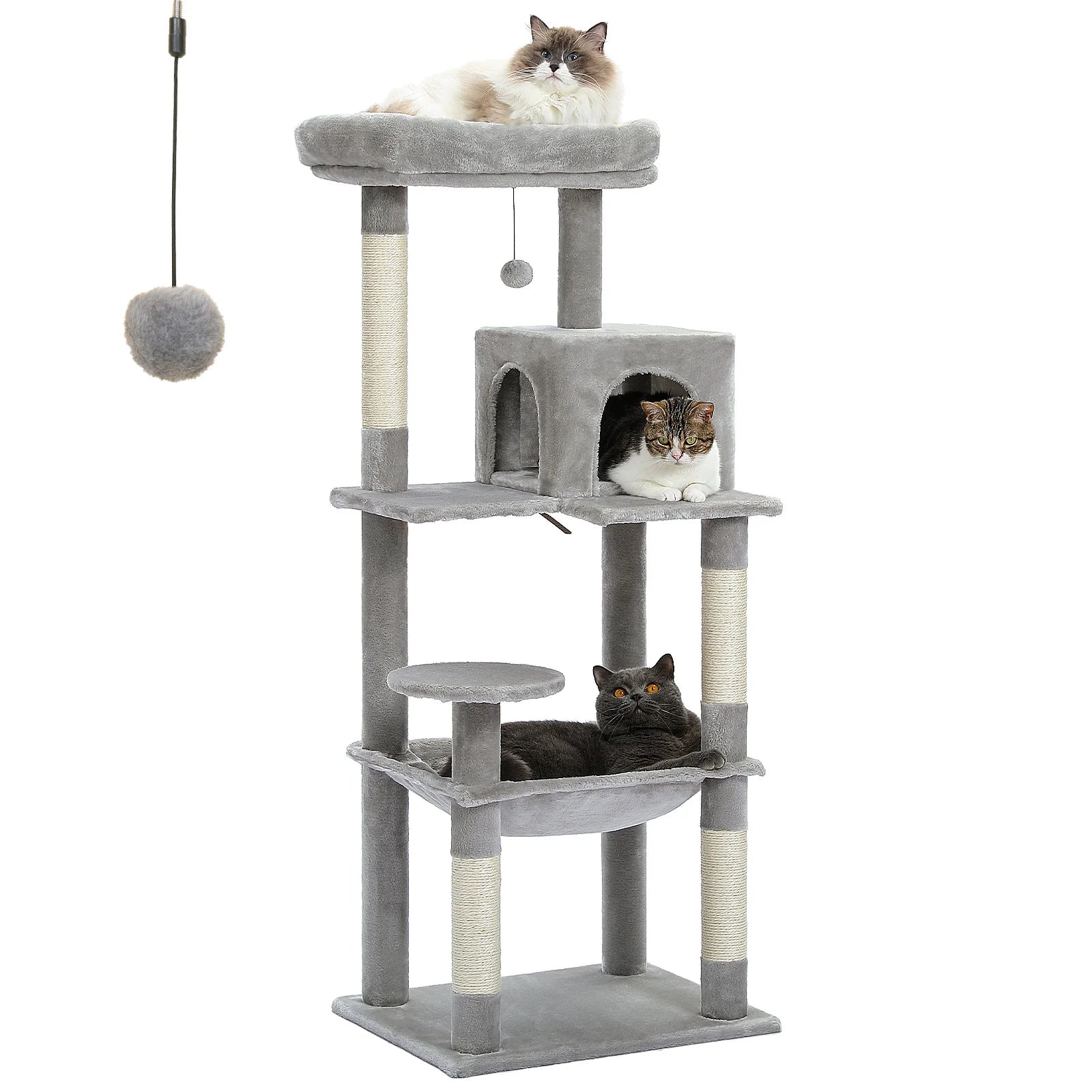 5-Level Cat Tree Tower for Large Cats with Hammock - AMT0110GY-LF