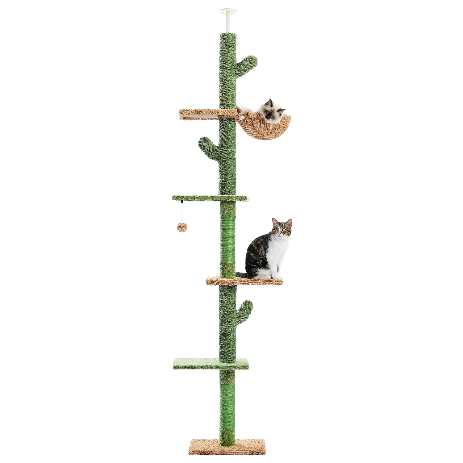 5-Tier Cactus Floor-to-Ceiling Cat Tree with Hammock - view 15