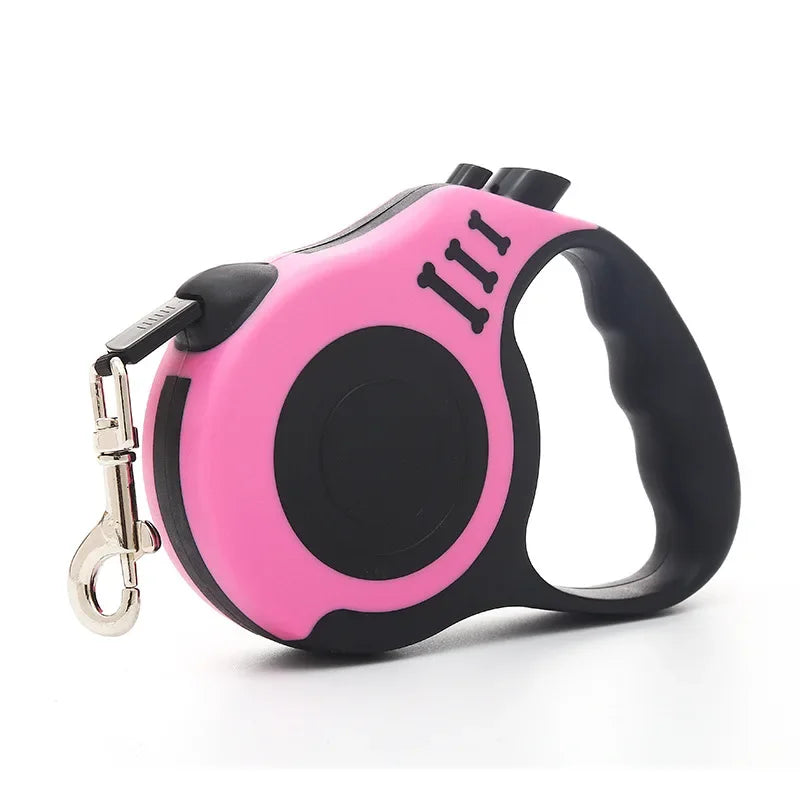 Retractable Dog Leash (3m or 5m) for Small to Medium Pets - Pink / 5M
