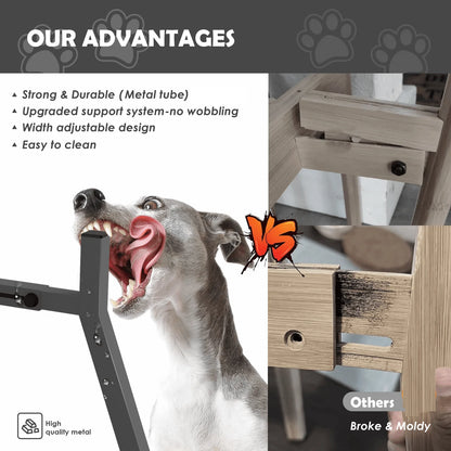 Metal Adjustable Raised Dog Bowl Stand for Large Dogs - close-up