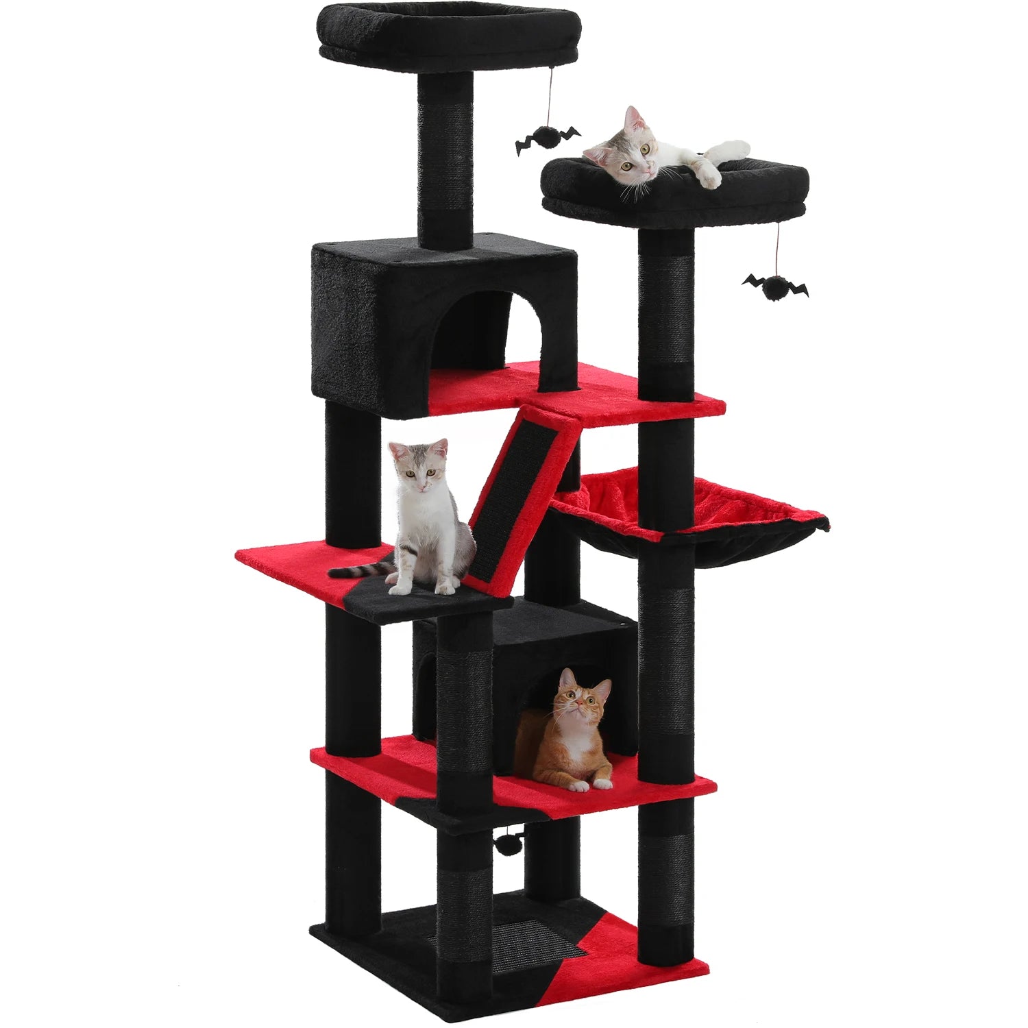 Large Multi-Level Plush Cat Tree with Condos - AMT0239BK