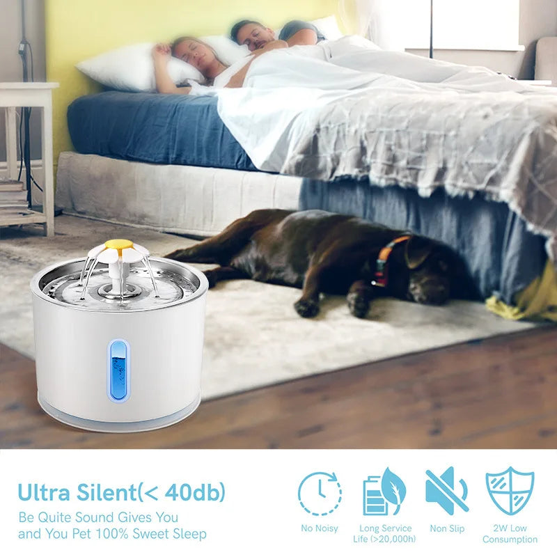 Automatic Stainless Steel Pet Water Fountain - lifestyle