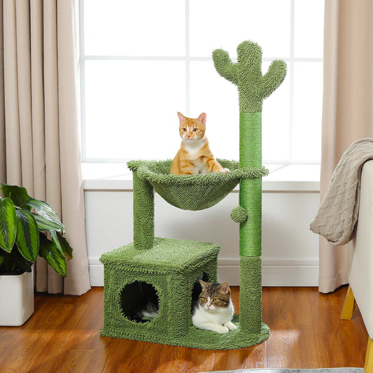 Cactus Cat Tree with Condo, Hammock and Toys