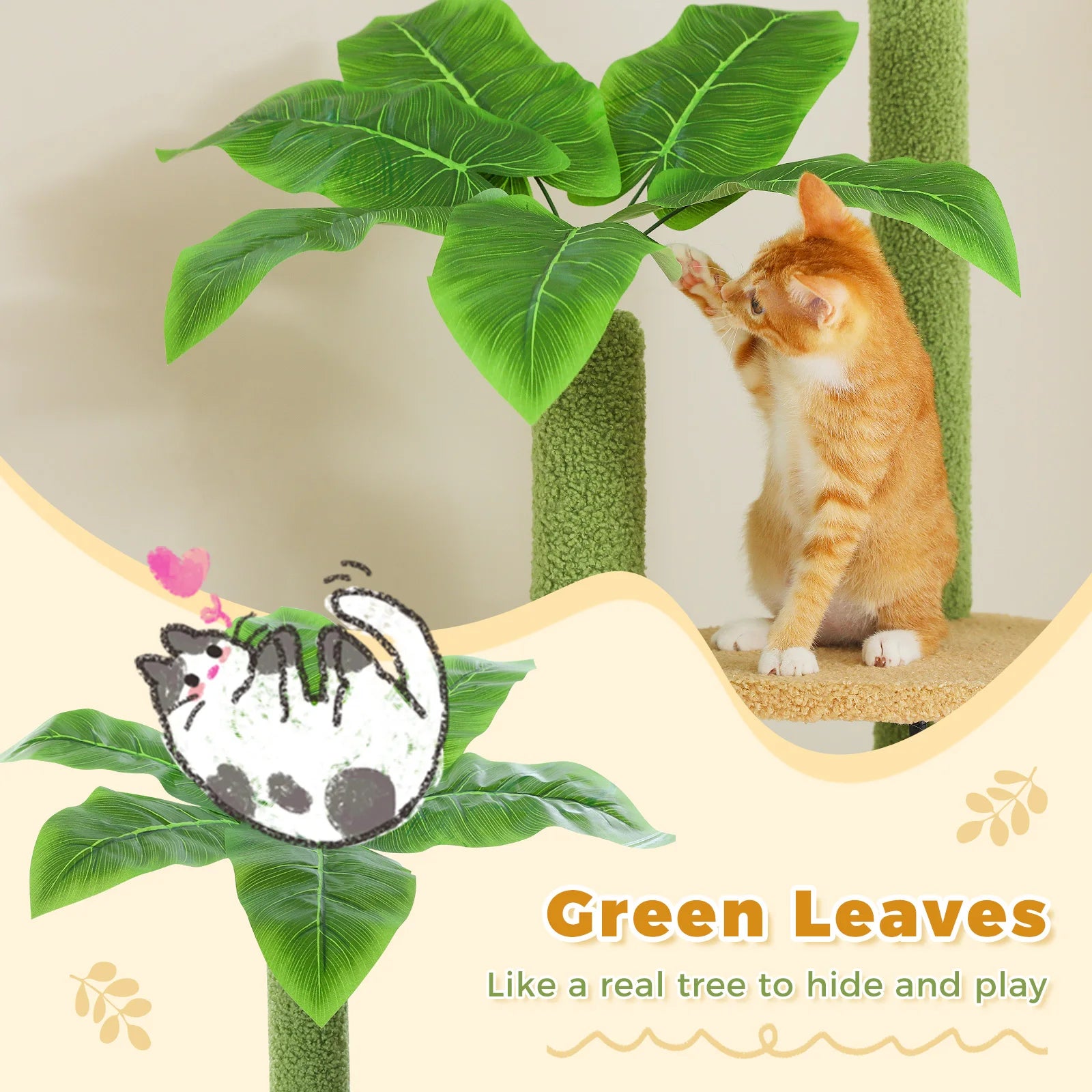 Height Adjustable Floor-to-Ceiling Cat Tree with Hammock - view 11