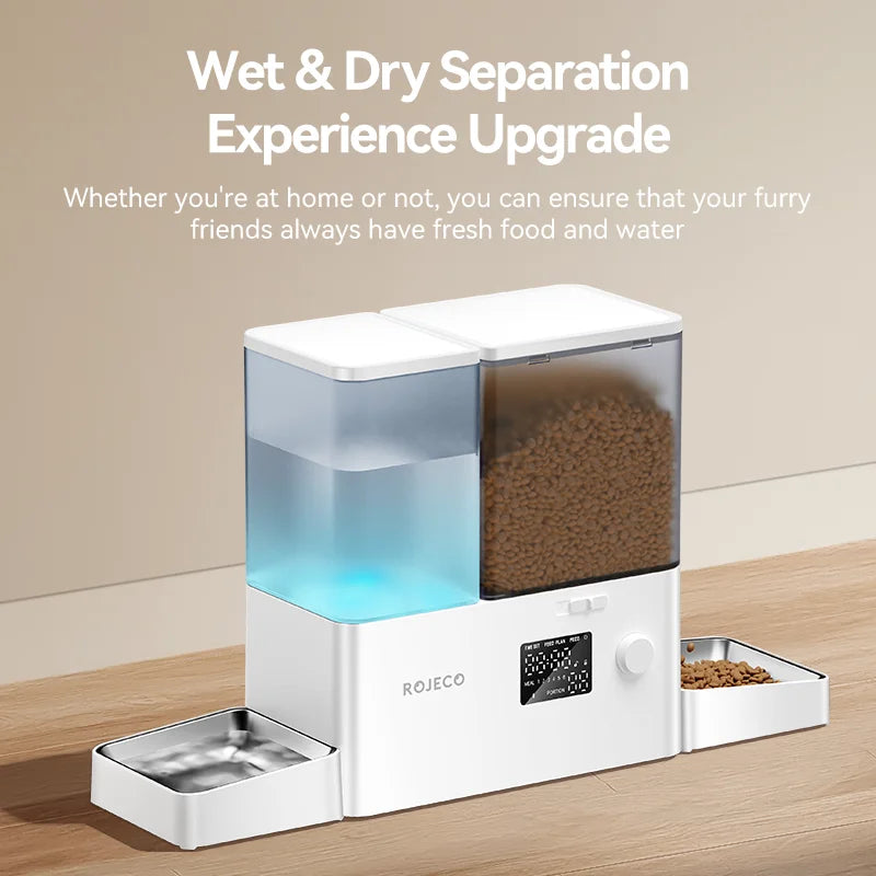 2-in-1 Automatic Pet Feeder and Water Fountain (8.5L) - in use