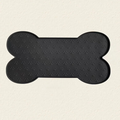 Non-Slip Silicone Pet Feeding Mat with Raised Edges - Black