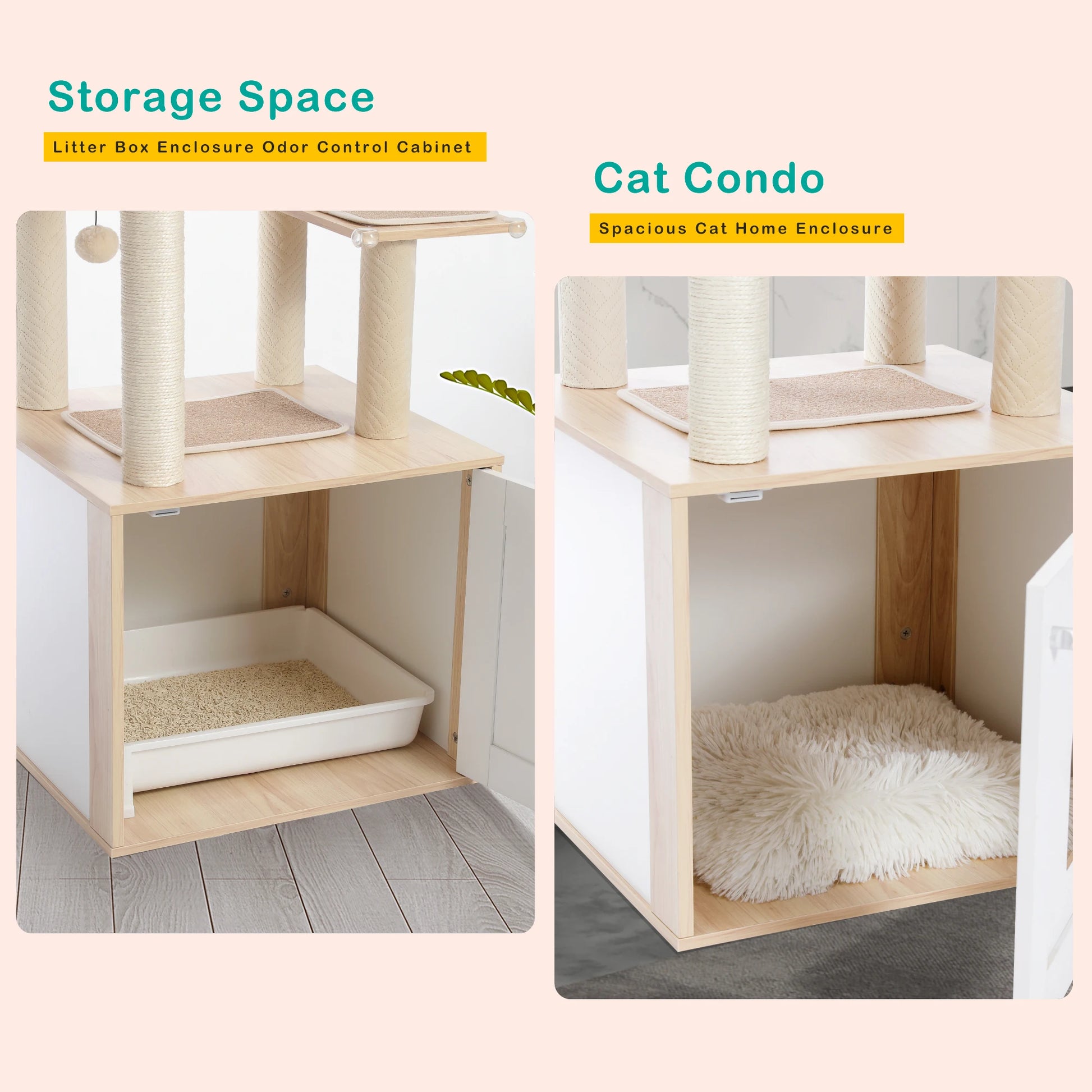 Multi-Level Wood Cat Tree with Hammock and Toys - view 29