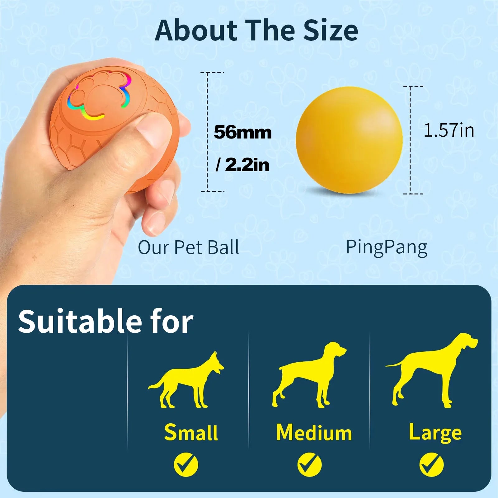 Smart Bouncing Dog Toy Ball with RGB Lights - lifestyle