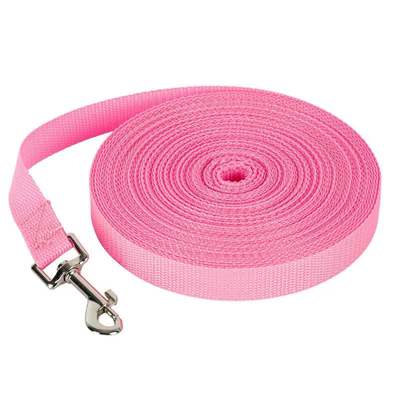 Long Nylon Dog Training Leash (4ft to 100ft) - 1.5m(5ft) / Pink