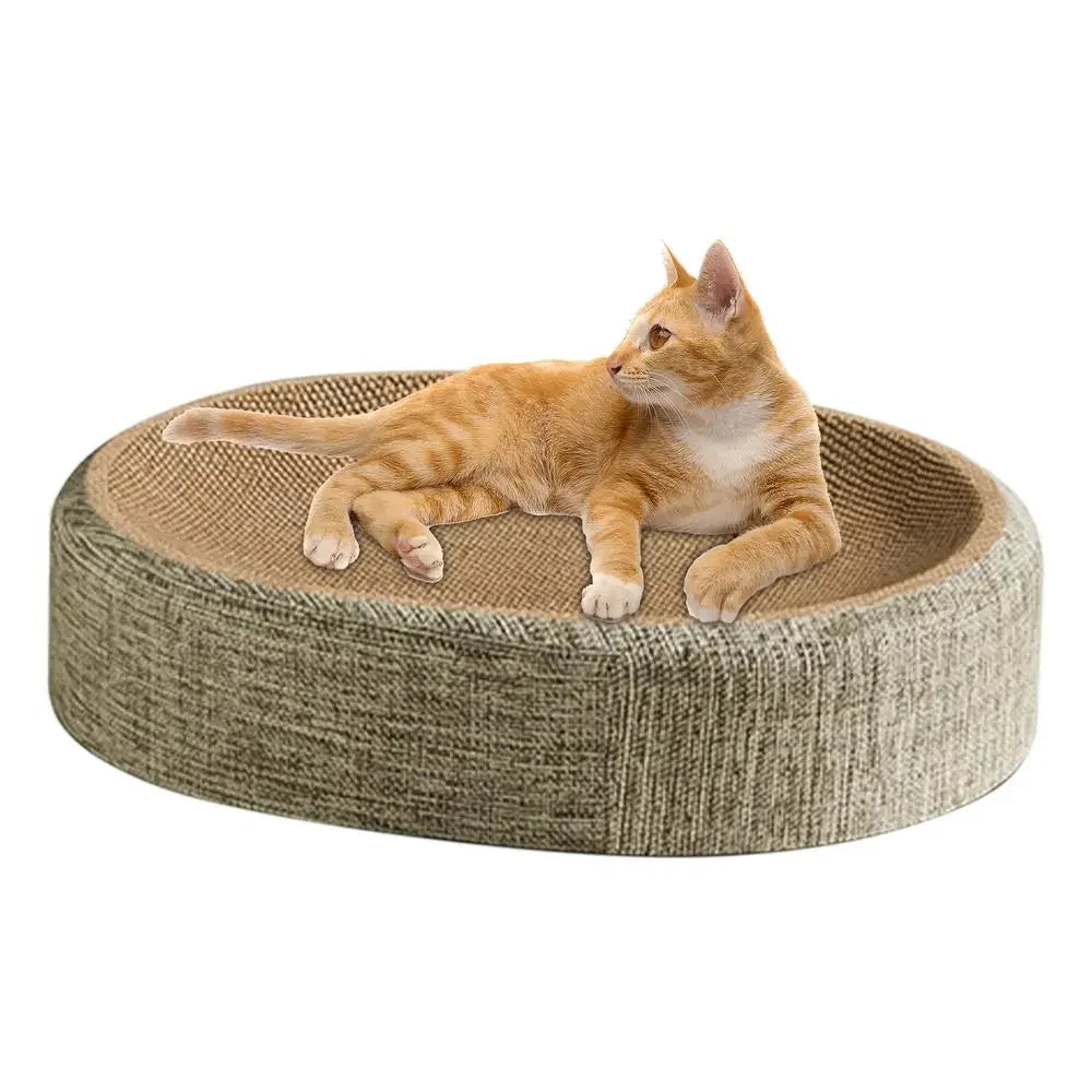 2-in-1 Oval Sisal Cat Scratcher and Bed - from above
