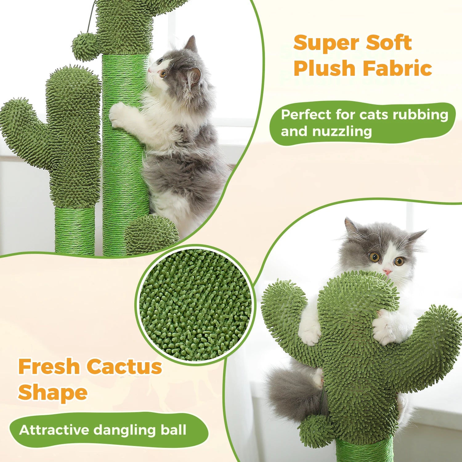 Cactus Cat Tree with Condo, Hammock and Toys - view 14