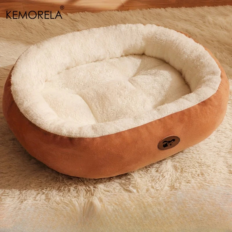 Cozy Oval Plush Snuggle Pet Bed - feature view