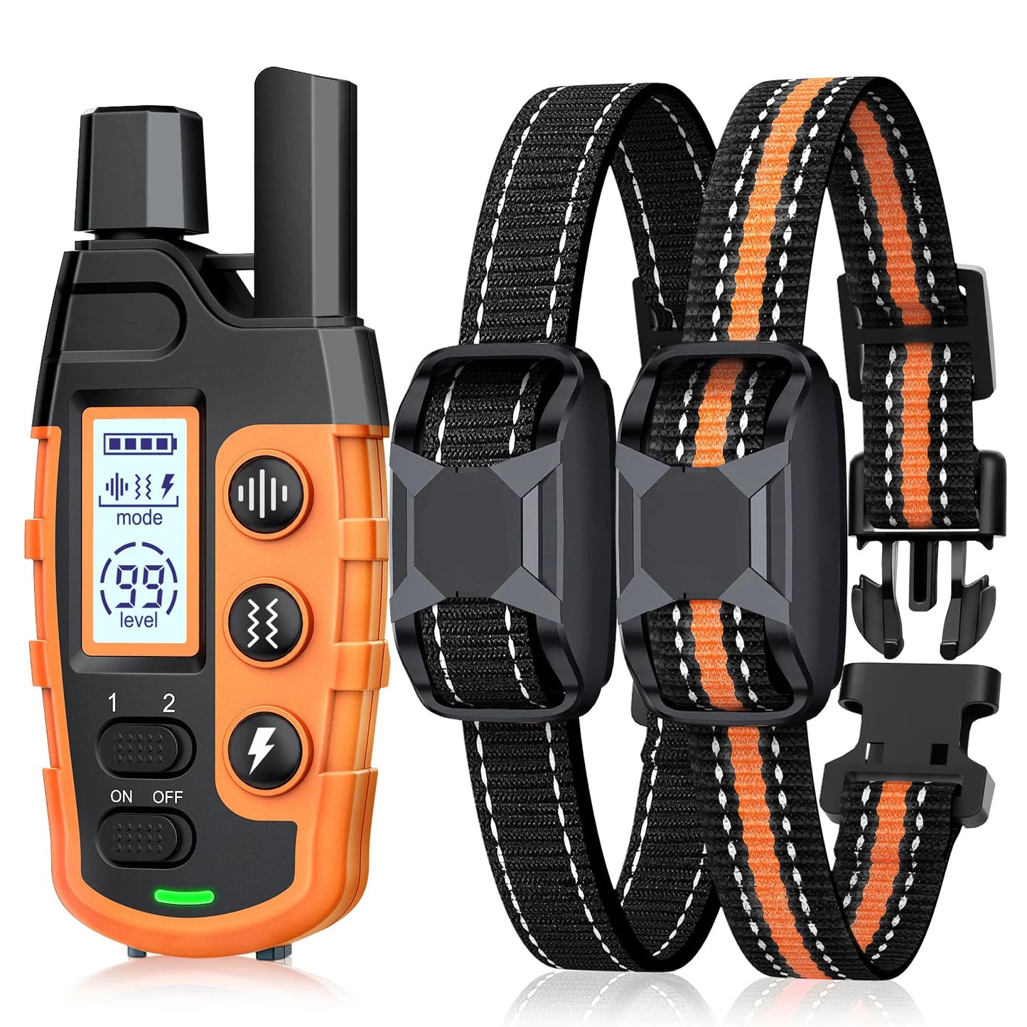 Waterproof Electric Dog Training Collar with Remote (3300ft Range) - For 2 Dogs (Orange)