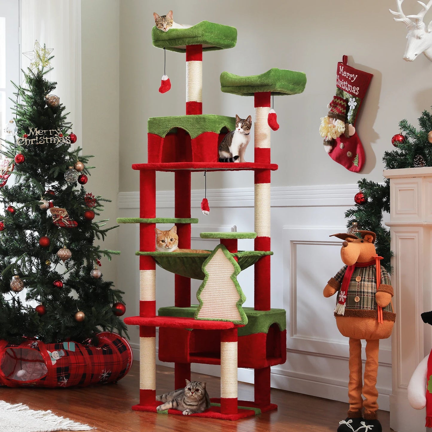 Large Cat Tree Tower with Hammock and Padded Perches - view 19