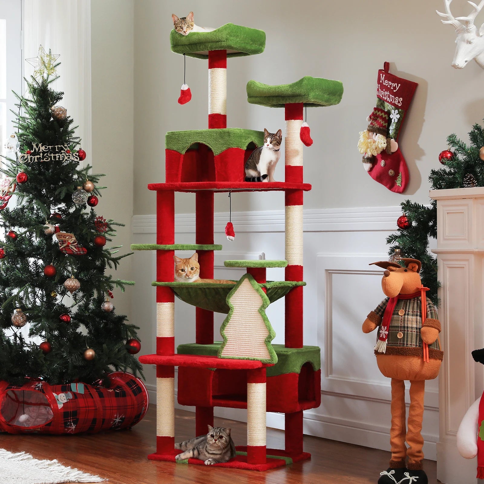Large Cat Tree Tower with Hammock and Padded Perches - view 19