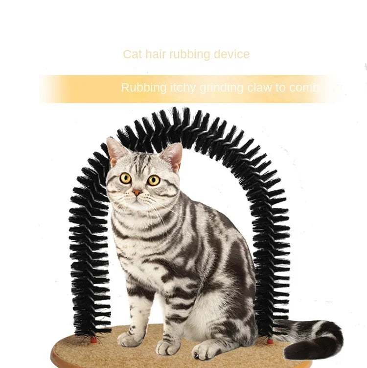 Cat Self-Grooming Arch with Massage Brush and Scratching Pad - lifestyle