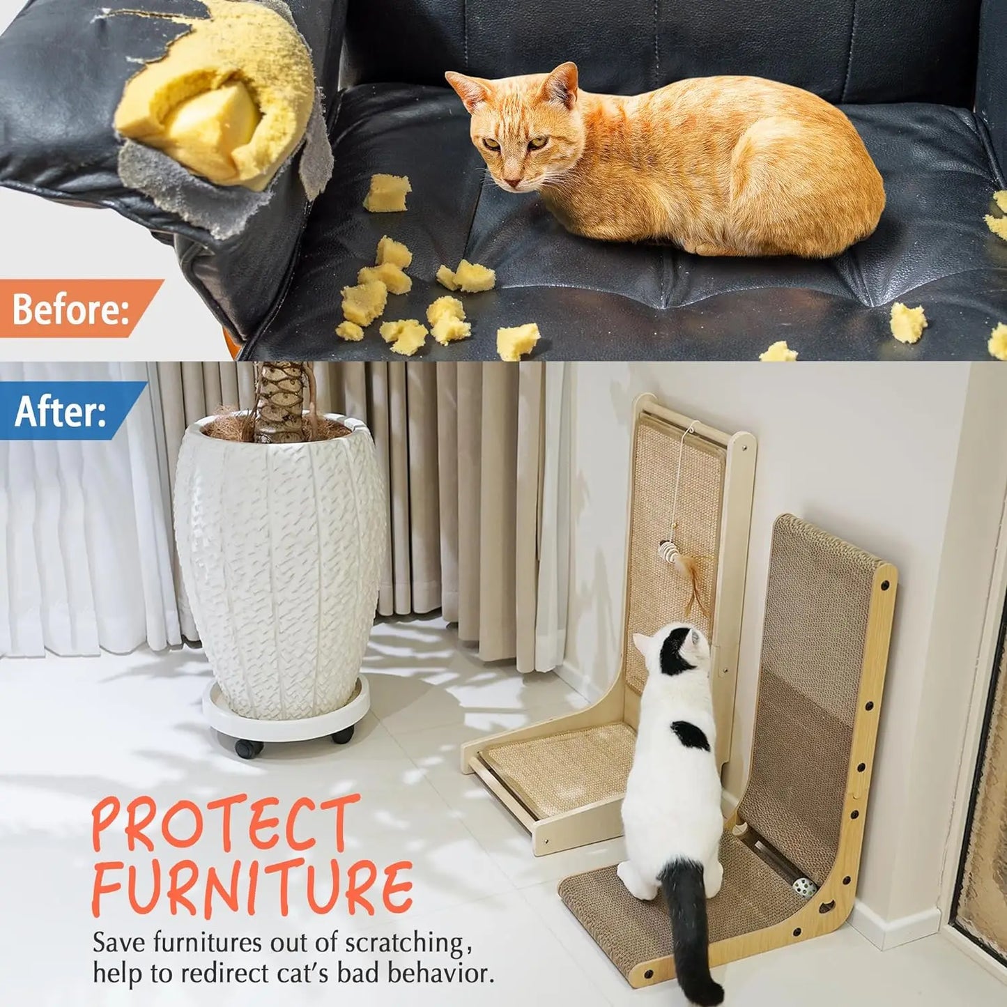 L-Shape Cardboard Cat Scratcher (23.6 Inch) - close-up