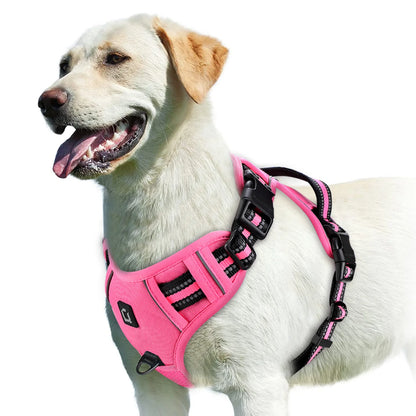 No-Pull Padded Dog Harness with Control Handle - L / Pink
