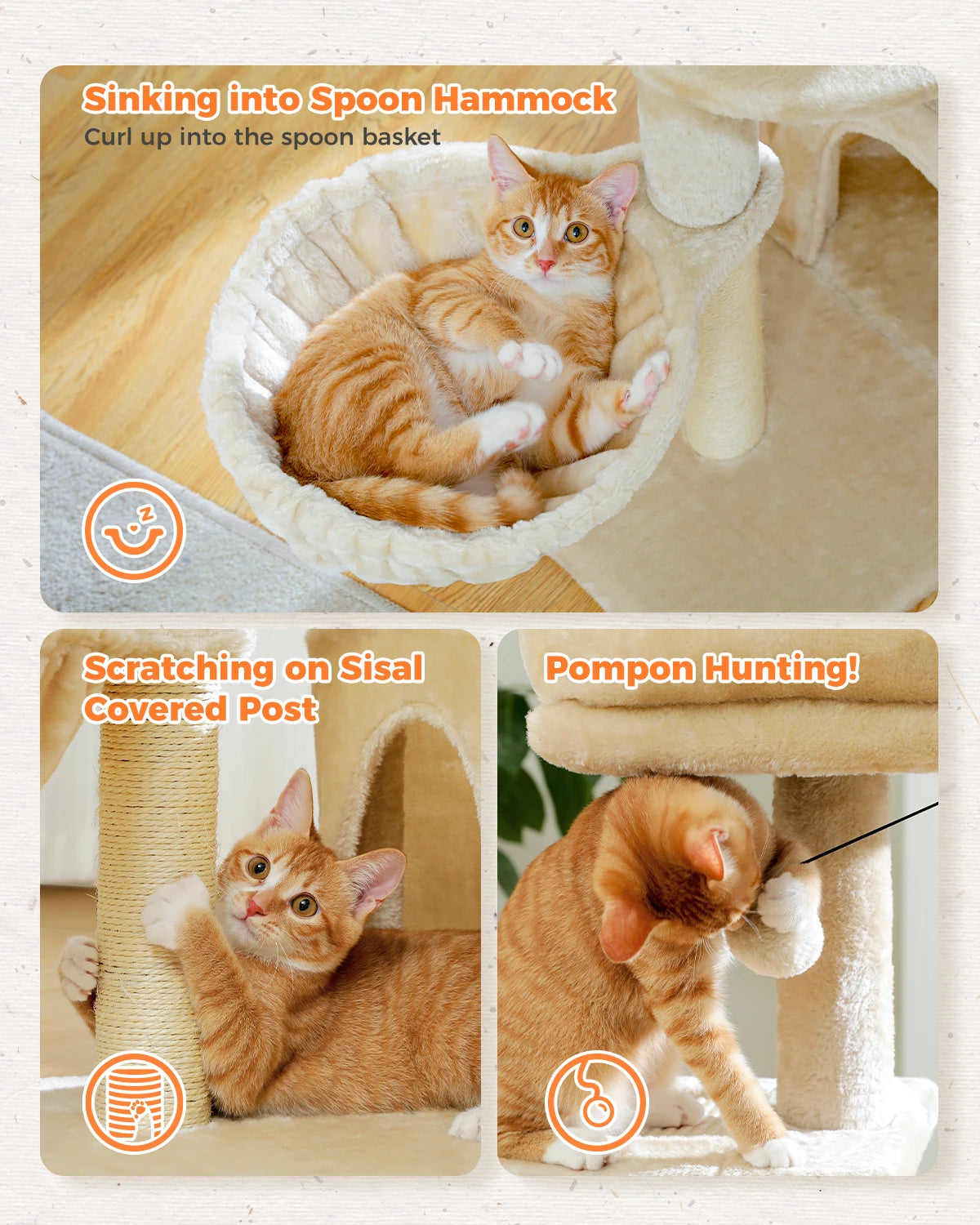 Cat Activity Tree with Hammock and Removable Perch - view 44