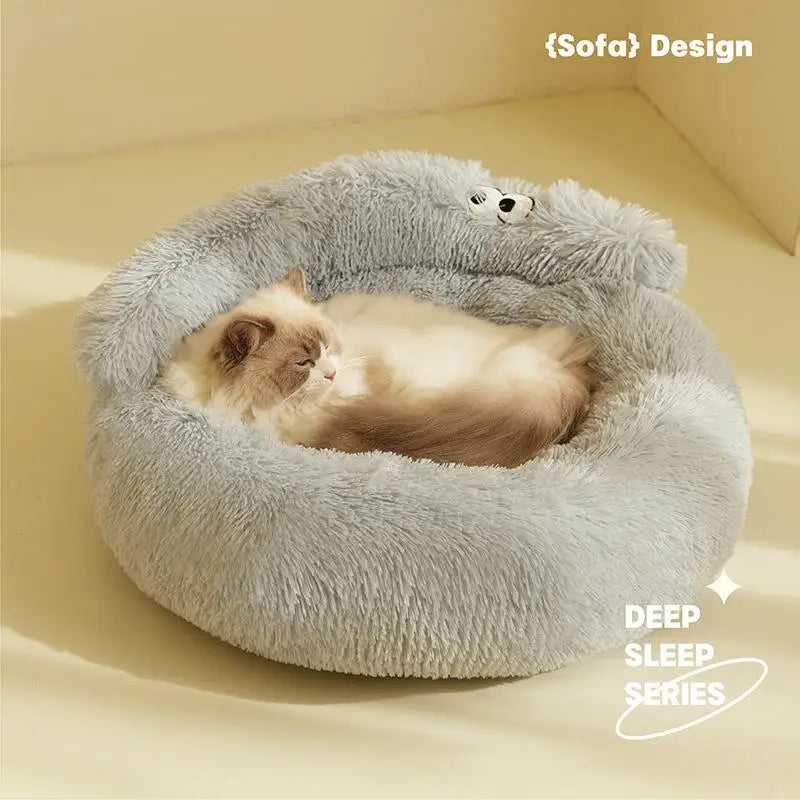 Warm Plush Cat and Dog Sleeping Nest - close-up