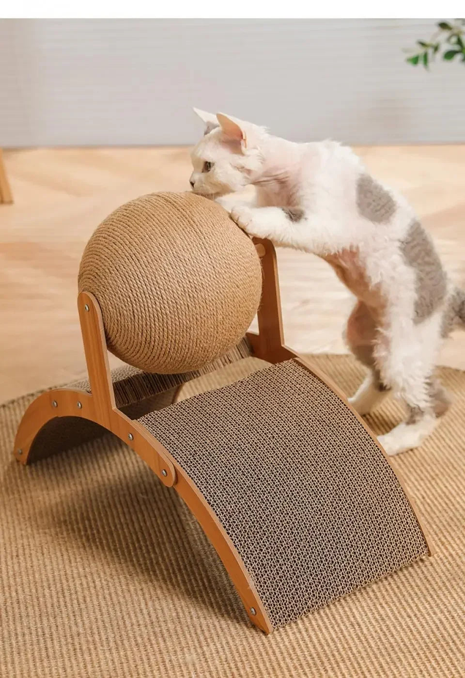 2-in-1 Wooden Cat Scratching Ball and Sisal Board - view 16
