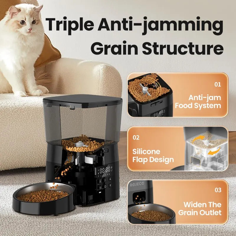 Automatic Pet Food Dispenser for Cats and Dogs - in use