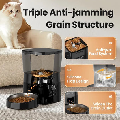 Automatic Pet Food Dispenser for Cats and Dogs - in use