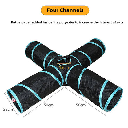 Foldable Cat Tunnel with Crinkle Paper for Indoor Play - close-up