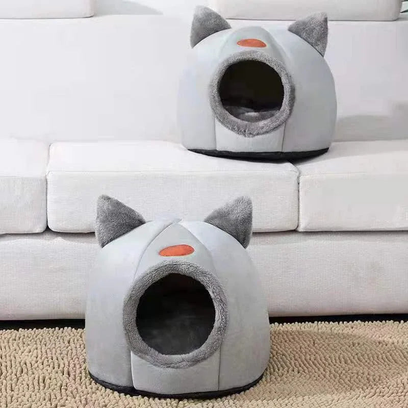 Cozy Winter Cat Cave Bed and Tent Nest - view 12