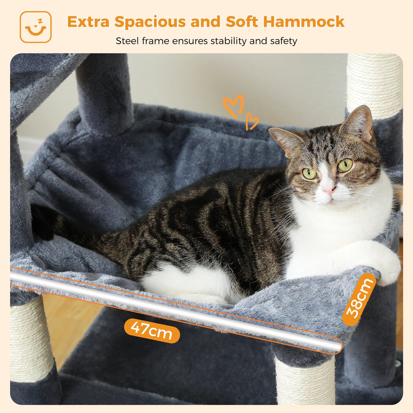 Large Cat Tree Tower with Hammock and Padded Perches - view 33