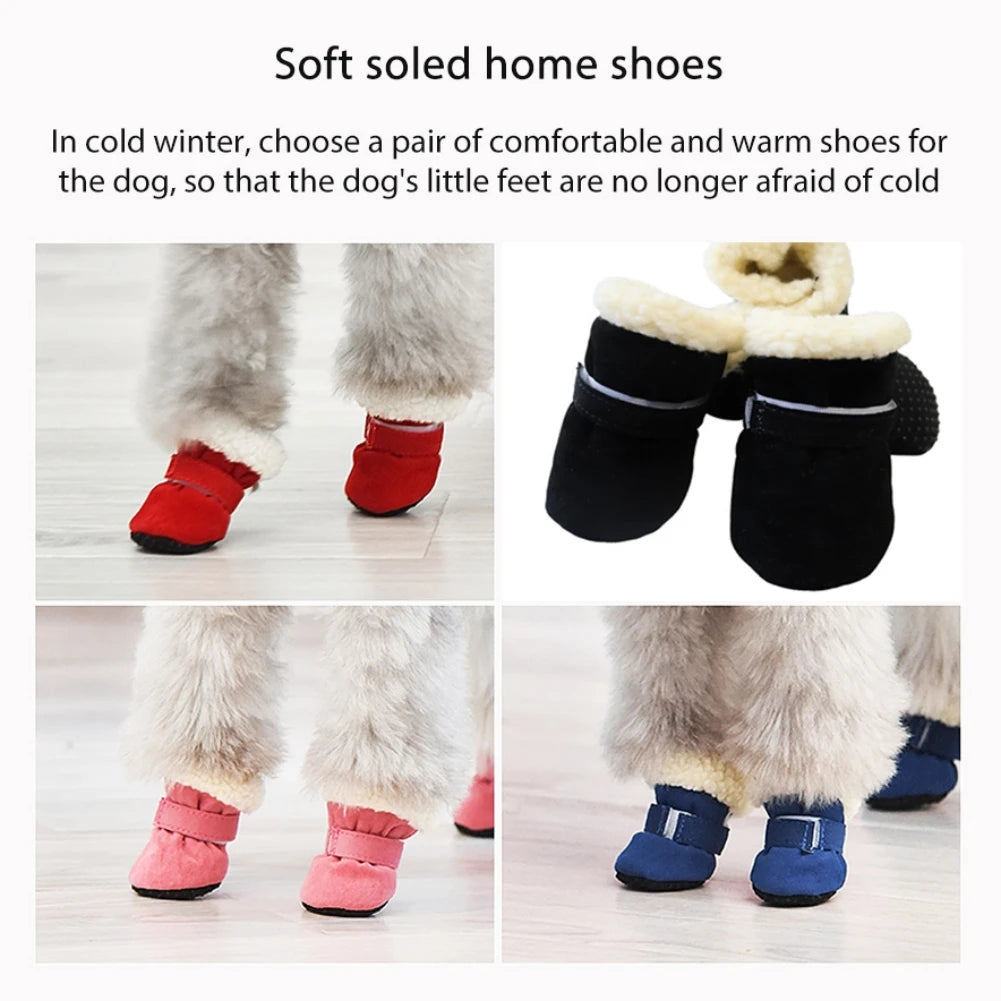 Plush Warm Anti-Slip Dog Boots and Socks (4 Pack) - lifestyle