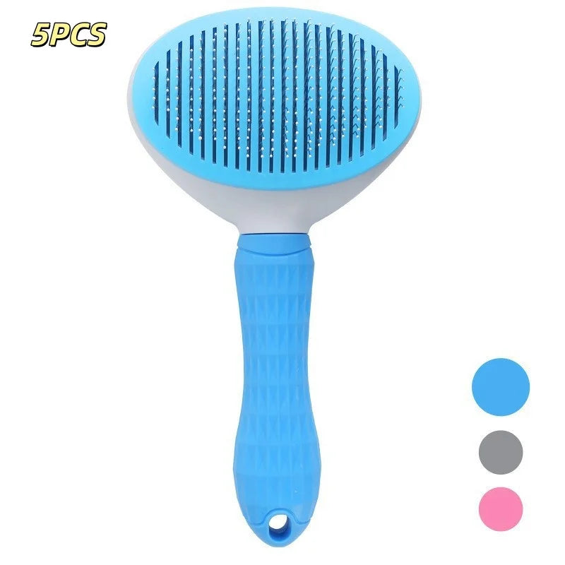 Self-Cleaning Needle Pet Comb for Cats and Dogs - Blue 5PCS