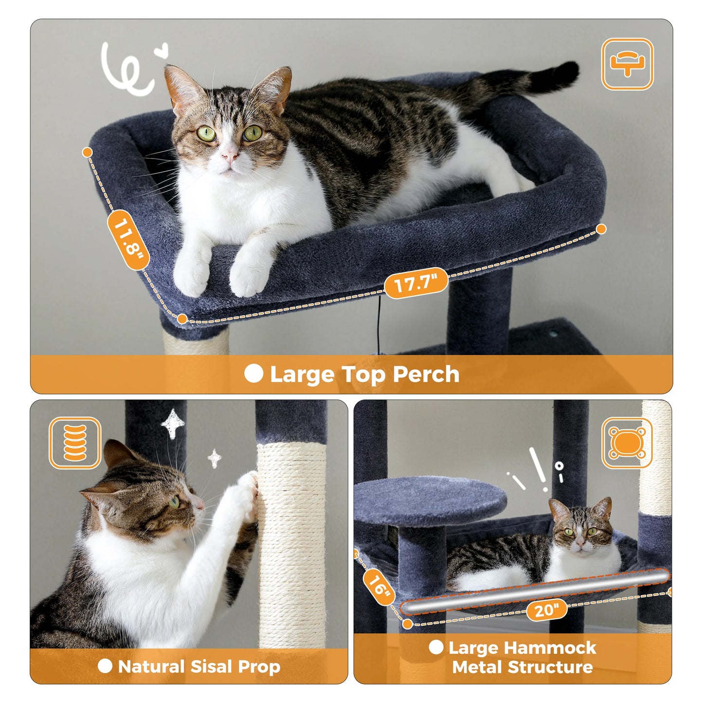 5-Level Cat Tree Tower for Large Cats with Hammock - view 19